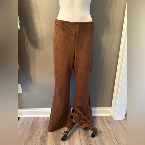 Rewash Pants - Brown suede flares- rewash extra large